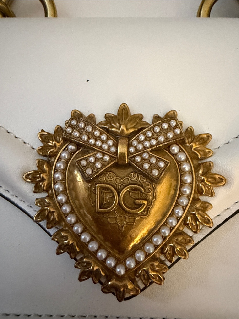 Dolce & Gabbana White Devotion Heart-Embellished Leather Crossbody Bag - Picture 2 of 5